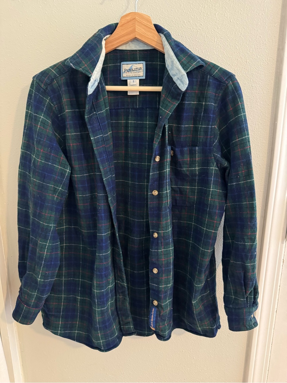 Pendleton Green and Navy Plaid Button-Down Shirt